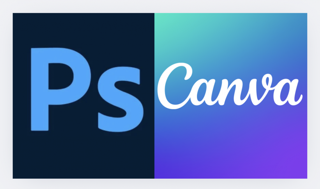 Adobe Photshop logo and canva logo are next to each other
